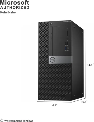 Vista 3 de Dell OptiPlex 7050 'T Intel Core i7-6700 3.4 GHz, 16 GB de RAM, unidad de estado sólido de 512 GB, DVDRW, Windows 11 Pro de 64 bits, (renovado)