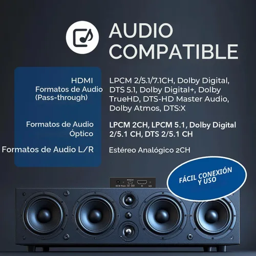 Vista 6 de OREI 4K 60Hz 18G Convertidor Extractos de Audio HDMI 2.0 - SPDIF + Salida de 3.5mm - HDCP 2.2 - Dolby Digital/DTS Passthrough CEC, HDR, Dolby