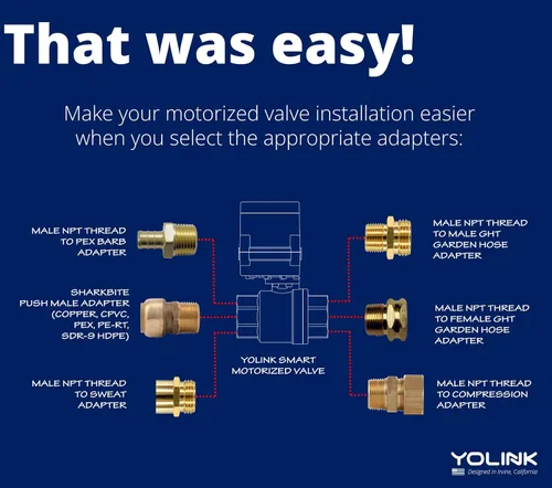 Vista 5 de YoLink Kit de controlador de válvula X3, válvula de bola motorizada de latón de 1/2 pulgada, LoRa largo alcance, litio de más de 10 años, D2D