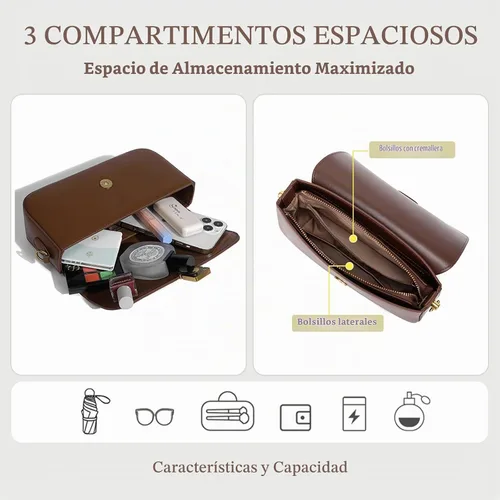 Vista 5 de imeetu Genuine Leather Shoulder Bag for Women, Small Crossbody Bag anaranjado albaricoque