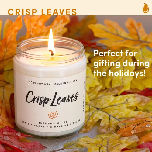 Vista 3 de Wax & Wit Velas de otoño perfumadas para el hogar, manzana, canela, clavo, naranja, regalo perfecto para decoración del hogar para otoño