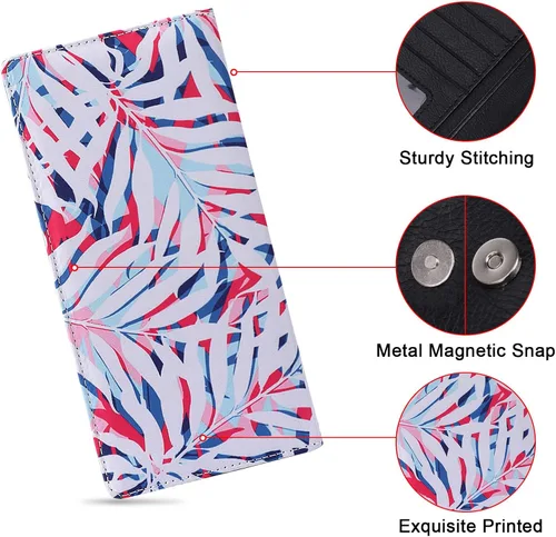 Vista 30 de HUA ANGEL Billetera ultra delgada para mujer, con bloqueo RFID, tarjetero de crédito, plegable, largo, hebilla magnética, billete para mujer, Owl