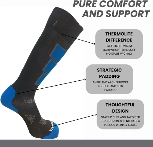 Vista 2 de Thermolite - Calcetines de esquí y snowboard para hombre, de alto rendimiento, acolchados, elásticos, transpirables