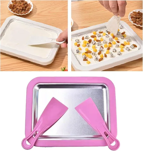 Vista 5 de Plato con 2 s Hielo Rodado Casero, Sorbete, Hielo Casero (Rosa)