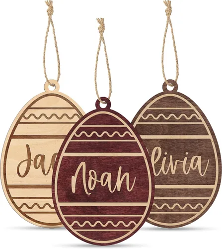 Vista 8 de Etiquetas personalizadas para cesta de Pascua con nombre, conejo de Pascua, cereza, etiquetas de nombre de Pascua personalizadas, regalos de conejo