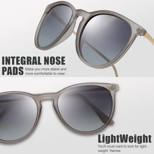 Vista 3 de The Fresh Gafas de sol polarizadas estilo redondo clásico con punta puntiaguda vintage de moda FR16124P