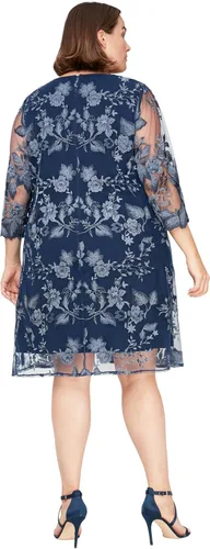 Vista 2 de Alex Evenings Vestido recto con cuello redondo y chaqueta para mujer de talla grande