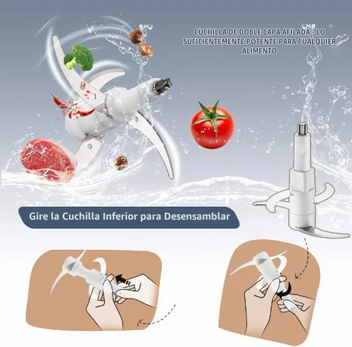 Vista 5 de Picadora eléctrica de alimentos, procesador de alimentos de 5 tazas de Homeleader, molinillo de cuenco de vidrio de 1.2L para carne, verduras