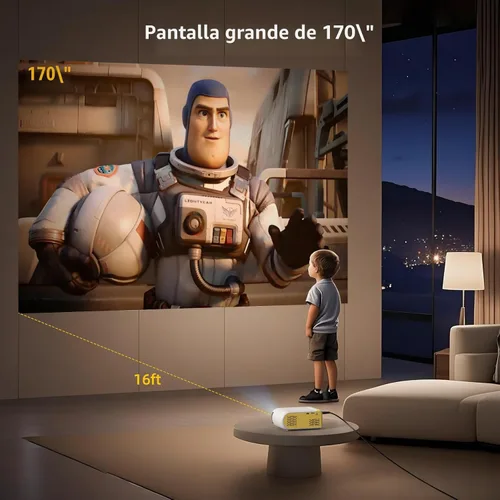 Vista 6 de KSAN Mini Proyector, Proyector con WiFi y Bluetooth, Proyector de Película con Soporte 1080P y Altavoz Integrado, Compatible con Smartphone, HDMI