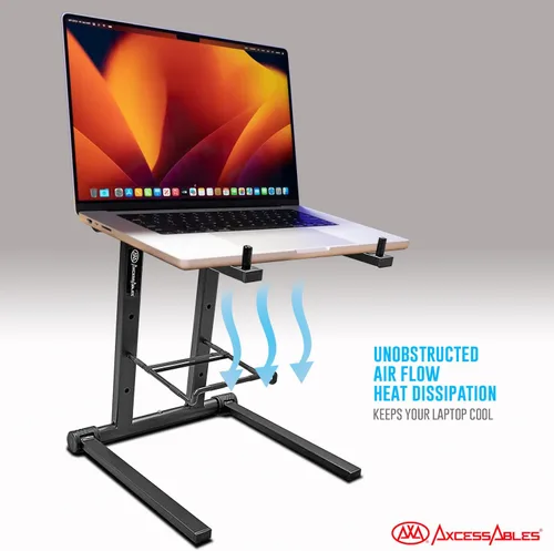 Vista 7 de AXA AXCESSABLES Soporte para portátil DJ con bolsa de viaje Soporte portátil plegable de aluminio para portátiles de hasta 15 pulgadas y 20 libras