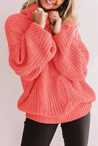 Vista 2 de ZESICA Women's 2023 Fall Long Sleeve Turtleneck Chunky Knit Loose Oversized Sweater Pullover Jumper Tops