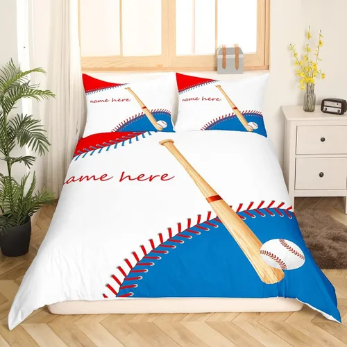 Vista 11 de Juego de ropa de cama de béisbol para niños y adolescentes, bates de béisbol, juego de cama europeo, para actividades de pasatiempo, softbol