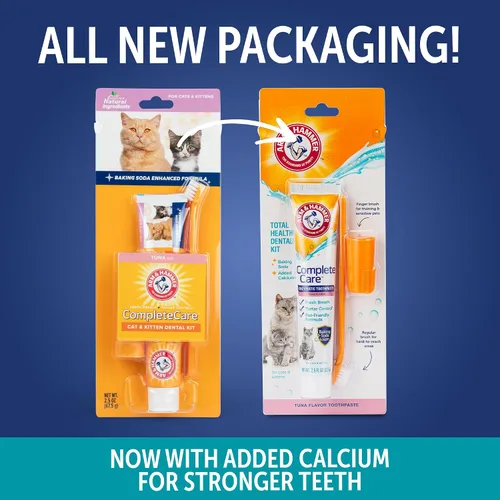 Vista 2 de Arm & Hammer Complete Care - Kit dental para perros, pasta de dientes enzimática para perros con sabor a atún, cepillo de dientes y cepillo de dedo