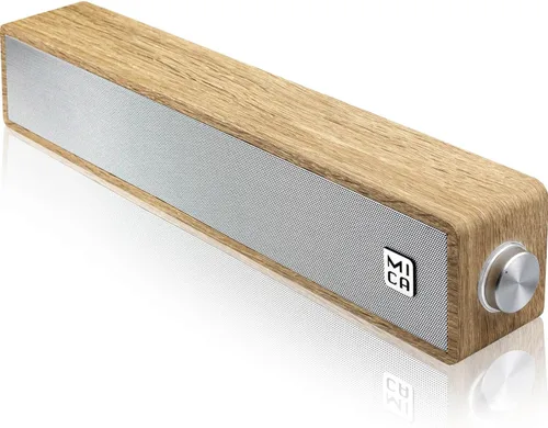 Vista 8 de MICA Altavoces de computadora, barra de sonido de computadora con cable, mini barra de sonido de madera, altavoces de PC alimentados por USB de Negro