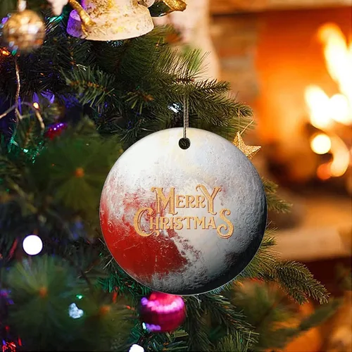 Vista 3 de Adorno de Navidad de cerámica con diseño de planeta galáctico cósmico impreso de dos caras, novedad para familiares, amigos, niños, colgantes