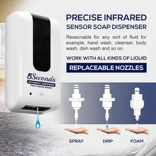 Vista 3 de Dispensador automático de jabón sin contacto de 33.8 fl oz, dispensador de desinfectante de manos para montaje en pared, dispensador de jabón