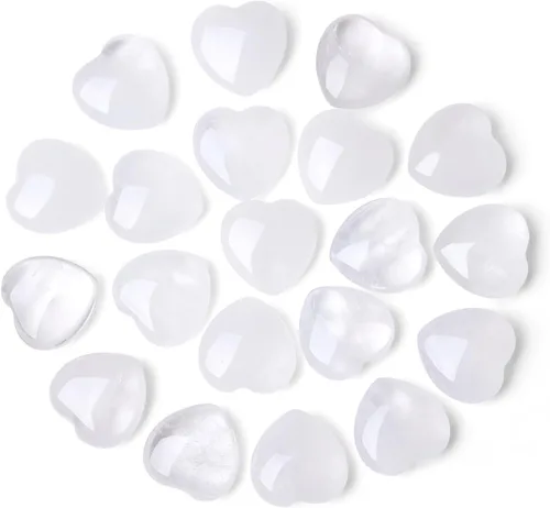 Vista 21 de 20 piezas de cristales de amatista, piedras curativas en forma de corazón, cristal pulido, morado natural, lindo bolsillo pulgar, reiki, juego al