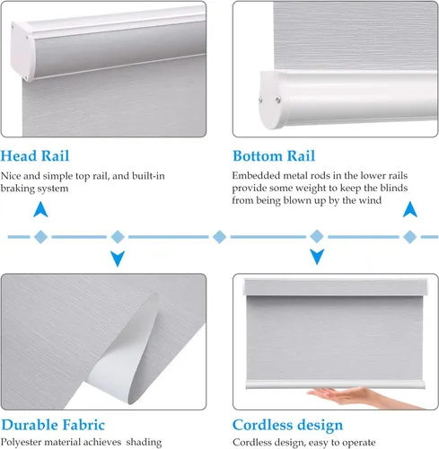 Vista 2 de MYshade - Persianas enrollables personalizadas para ventana, persianas enrollables para ventanas inalámbricas, bloqueo solar, protección
