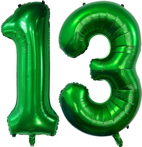 Vista 27 de Globos de color verde oscuro con el número 10 de 40 pulgadas, globos de helio de papel de aluminio de 10 pulgadas para decoración de eventos de 10º