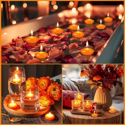 Vista 6 de Nuanchu - 30 velas flotantes sin perfume de 1.5 pulgadas para centros de mesa Votive Candles Decor, Anniversary Centerpieces, Stable Water
