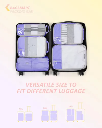 Vista 3 de BAGSMART - Juego de 6 cubos de compresión para maletas, juego de 6, 4 y 2, cubos organizadores de viaje, juego de bolsas expandibles, organizadores