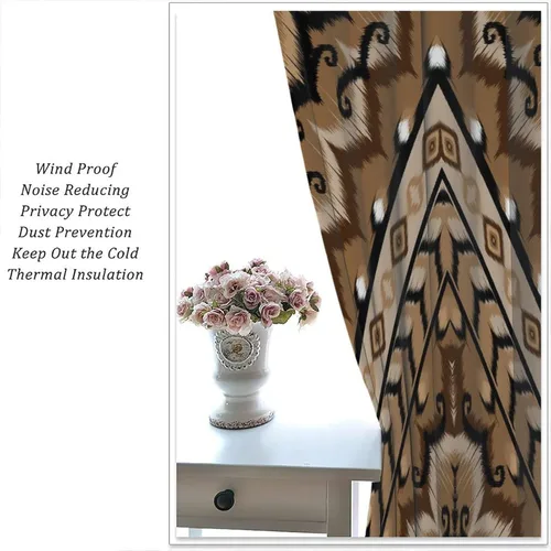 Vista 106 de Cortinas con patrón geométrico tribal, estilo suroeste, azteca, rústico, occidental, nativo americano, opacas, con bolsillo para barra, decoración