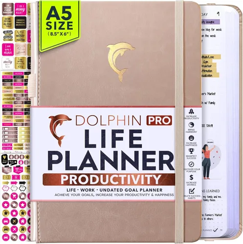 Vista 7 de Life Planner - Agenda diaria, semanal y mensual sin fecha con sección de presupuesto, un viaje de 12 meses para aumentar la productividad