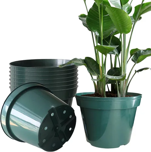 Vista 22 de Macetas de plástico negro RooTrimmer de 4/6/8 pulgadas, paquete de 15, plástico engrosado con agujeros de drenaje, para interior/exterior