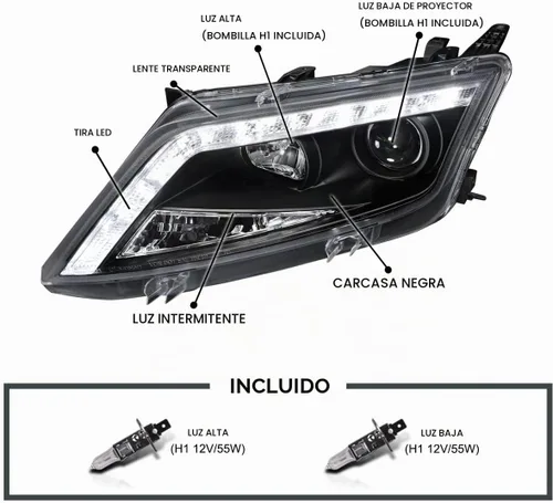 Vista 3 de SPEC-D TUNING Faros LED con proyector negros compatibles con Ford Fusion 2010-2012, conjunto de faros delanteros izquierdo + derecho For 2010-2012