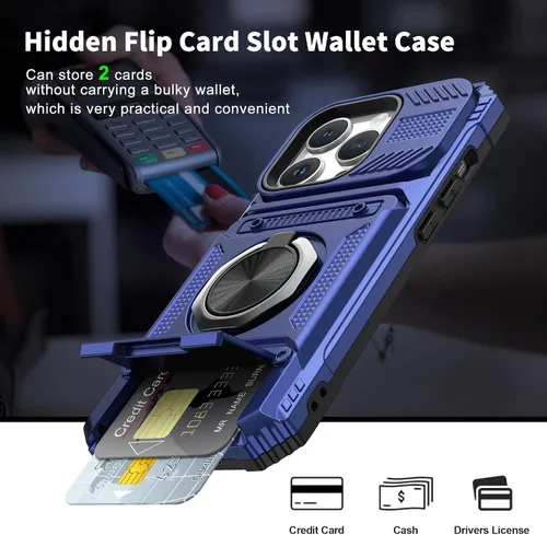 Vista 2 de Vofolen Funda tipo cartera para iPhone 13 Pro Max con tarjetero