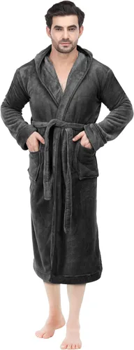 Vista 4 de NY Threads Bata de baño de forro polar con capucha para hombre