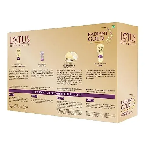 Vista 2 de Kit facial dorado para masaje, crema facial, gel facial, exfoliante facial exclusivo 4 sencillos pasos