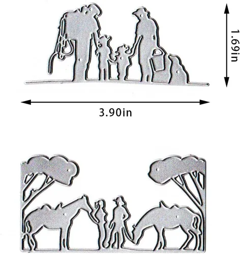 Vista 2 de Estivaux Troqueles de árboles de caballos para hacer tarjetas, juegos de troqueles de corte de vaquero, plantillas de troqueles familiares