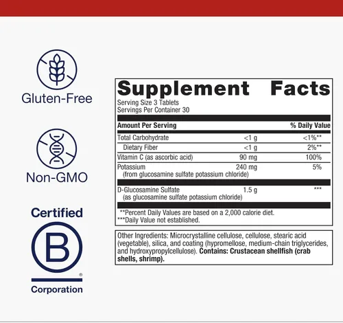 Vista 4 de Metagenics Sulfato de glucosamina - Apoyo a la salud de las articulaciones* 90