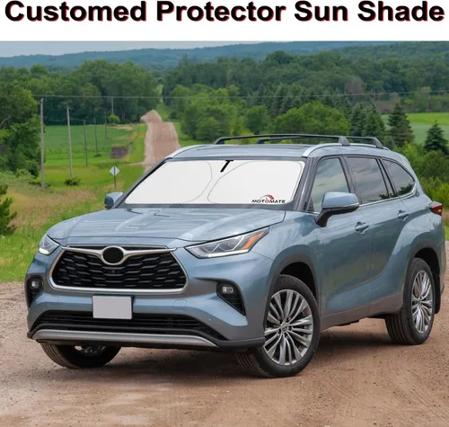 Vista 5 de Parasol para parabrisas de automóvil, personalizado para Toyo-ta Highlander 2020-2024 [4 capas de nanorevestimiento] con bolsa de almacenamiento