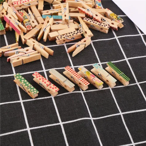 Vista 7 de DECORA Pinza de madera pintada colorida de 1.4 in/1.38 pulgadas, 100 piezas para clips de fotos, álbumes de chatarra, manualidades, envoltura