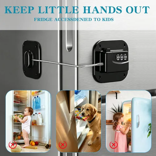 Vista 6 de Cerradura de refrigerador, cerraduras de refrigerador para niños, cerradura de congelador con combinación para refrigeradores, cajones, armarios