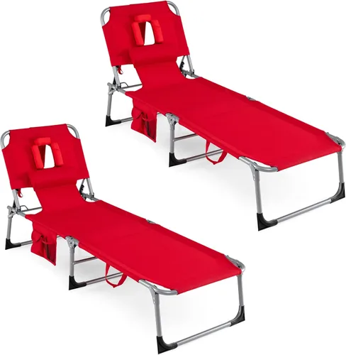 Vista 14 de COSTWAY Silla de salón plegable de playa, silla de bronceado con agujero para la cara, respaldo ajustable de 5 posiciones, almohada y bolsillo