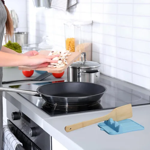 Vista 7 de Soporte para cucharas, soporte de cuchara de silicona para estufa con almohadilla de goteo, adecuado para múltiples utensilios de cocina, soporte