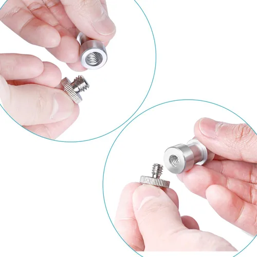 Vista 7 de Neewer® Adaptador convertidor de tornillo roscado de metal de 1/4" 3/8" para cámara DSLR, trípode, plataforma de hombro, soporte de luz, jaula