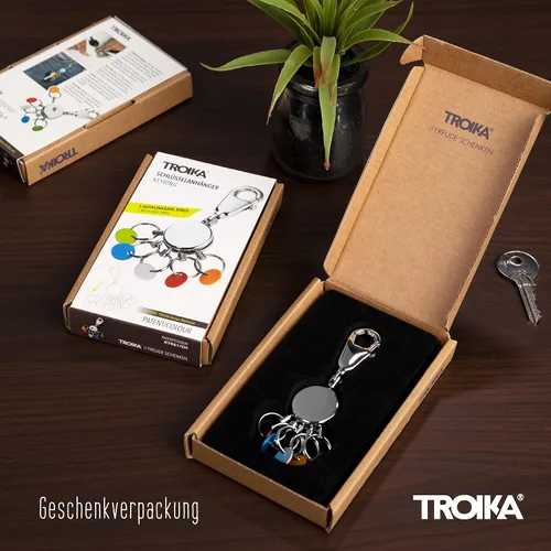 Vista 6 de TROIKA KYR61/CH - Llavero redondo brillante - Gancho mosquetón - 6 anillos extraíbles - Placas de colores para la asignación de llaves original