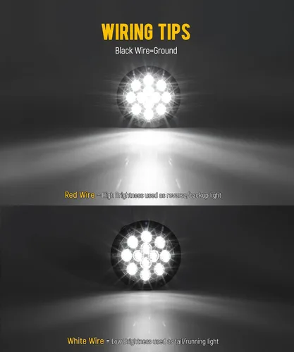 Vista 2 de Partsam Marcador de luces de marcha atrás redondas con 12 luces LED blancas de 4 pulgadas con anillos de acero inoxidable sellados