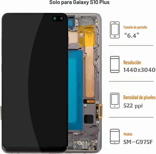 Vista 2 de InCell S10 Plus Pantalla de repuesto (sin función de huellas dactilares) para Samsung Galaxy S10 Plus con marco negro medianoche G975F/DS G975U