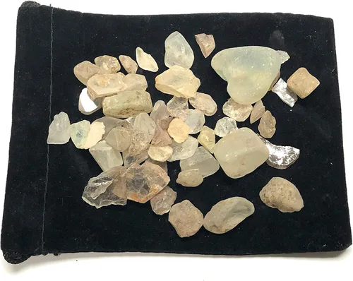 Vista 4 de Topacio natural en bruto con bolsa de terciopelo, rocas a granel (1 libra)