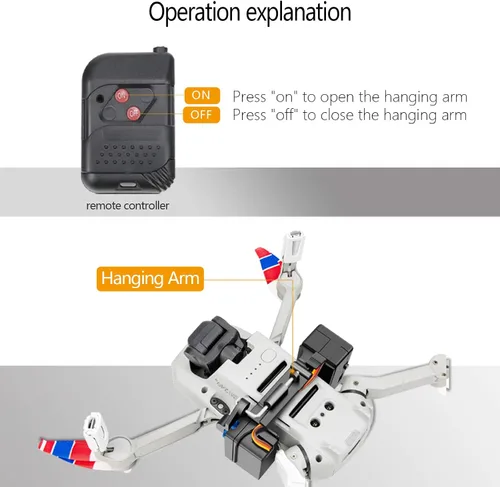 Vista 3 de Hanatora Dispositivo cuentagotas de liberación de caída de aire de carga útil para DJI Mini 4K/2, Mini SE/2 SE, Mavic Mini Dron, Sistema