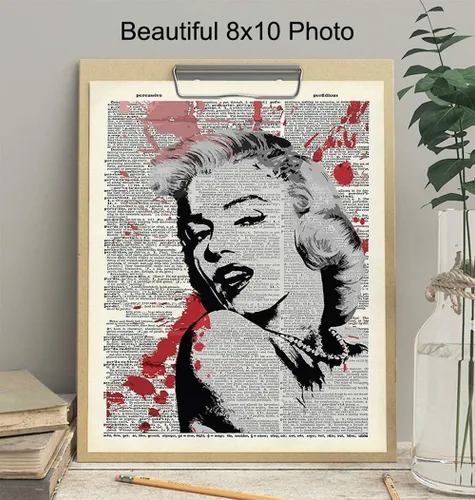 Vista 2 de Banksy Marilyn Monroe - Decoración de pared de diccionario reciclado, regalo y decoración de habitación para fanáticos del cine de Hollywood, cine