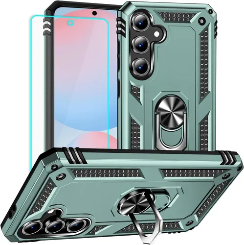 Vista 10 de Funda para Samsung Galaxy S24 FE: con protector de pantalla, fundas protectoras de grado militar con soporte de anillo de dedo para Samsung S24 FE