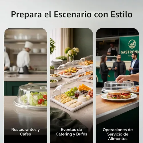 Vista 6 de Restaurantware Cater Tek - Cubierta de placa de policarbonato de 9.4 pulgadas, 1 cubierta de plato inastillable, lavable en lavavajillas para placa
