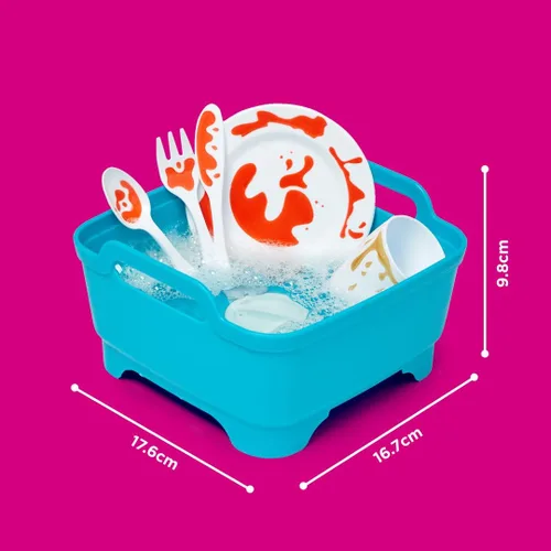 Vista 6 de Casdon Joseph Joseph Wash & Scrub. Juego de lavado para niños mayores de 3 años. Incluye cubiertos y vajilla que cambian de color para un juego