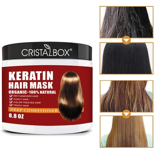 Vista 4 de Mascarilla de queratina para el cabello, para reparación profunda de la raíces del cabello, mascarilla para cabello dañado y seco, de 8.45 fl oz